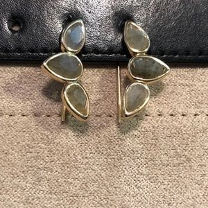 Labradorite & Gold 3 Stone Teardrop Ear Pins